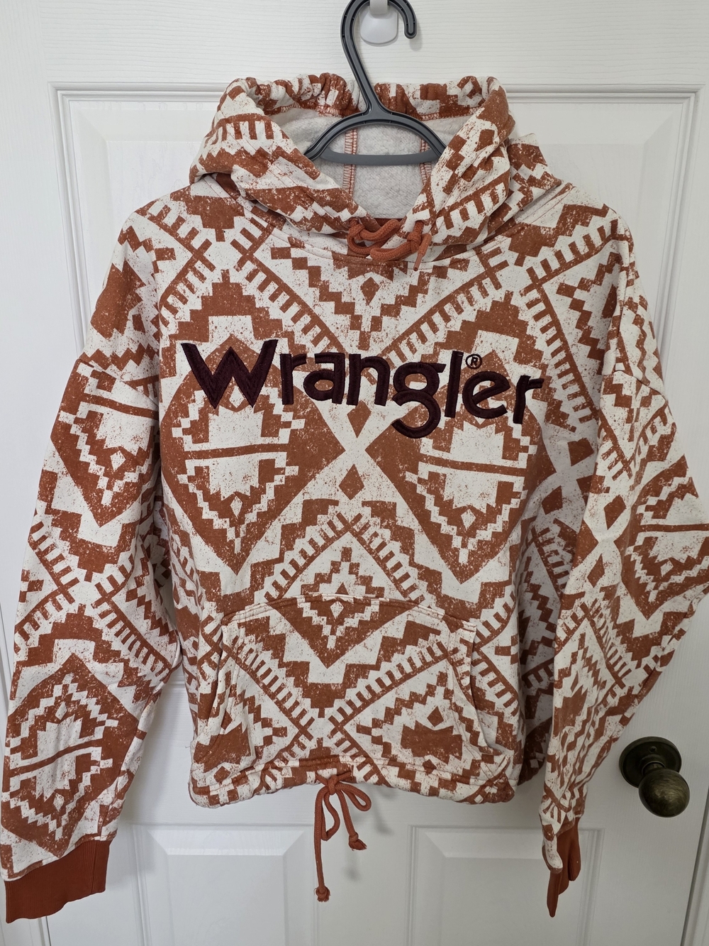 Wrangler Retro Rust & White Aztec Pullover Hoodie